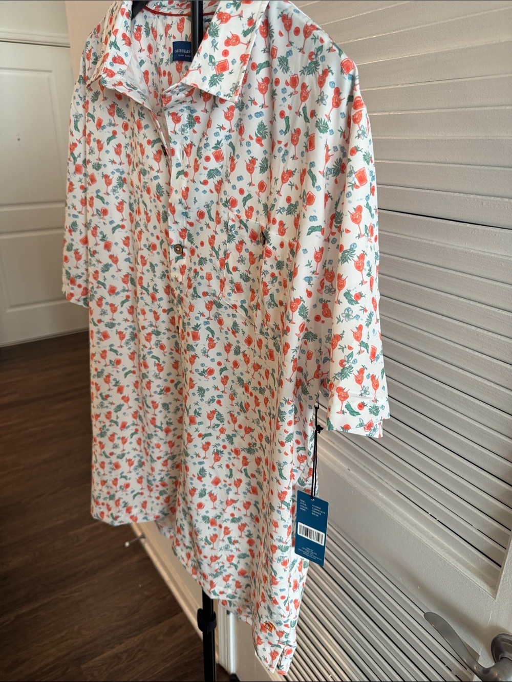Caribbean Joe White Short-Sleeve Shirt with Coral Floral Printđ„New! - Picture 3 of 6